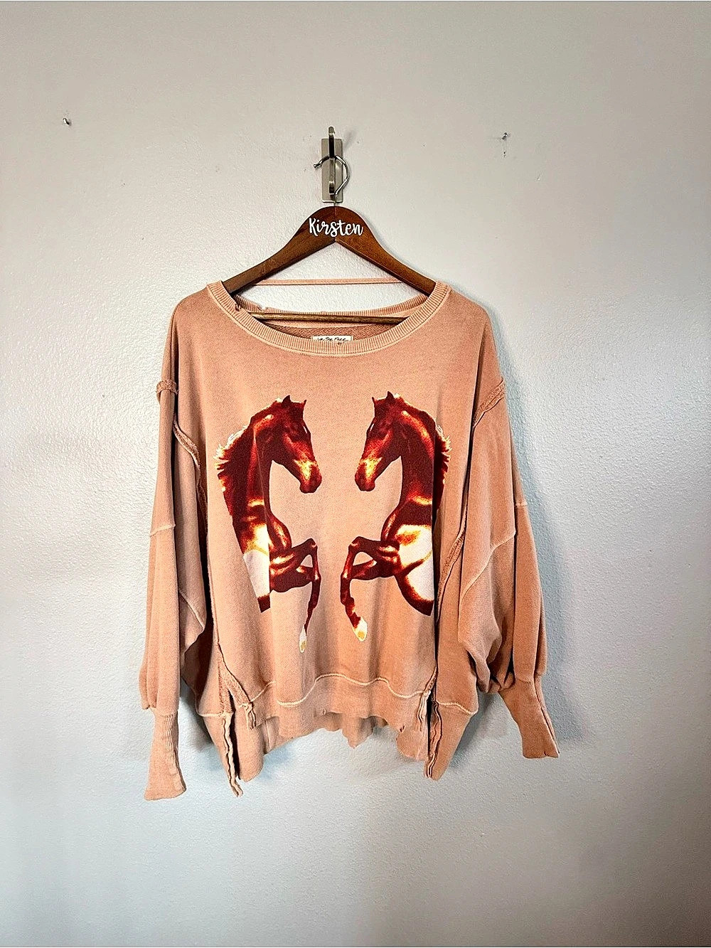 We The Free Graphic Camden Pullover Horse Graphic Pullover Pink Small
